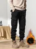 Men's Pants Multi-Pockets Winter Cargo Pants Men Fleece Liner Thick Warm Slim Fit Joggers Streetwear Casual Cotton Thermal Trousers 230207