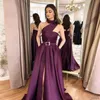 Halter Long Evening Party Dresses With Sash Pockets Side Split Prom Dress Satin Formella festkl￤nningar Robe de Soiree