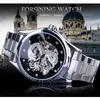 Forsining Diamond Montre Design Silver Automatyczne Dragon Smok Nierdzewne Dowód Homme luksusowe zegarki
