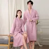 Women's Sleepwear Spring And Autumn Waffle Robe El Lovers Nightgown Men Women Bibulous Bathrobe Beauty Salon Sweat Steam Nightie