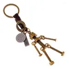 Keychains -Acessórios de vendendo homens e mulheres retro casais de couro keychain Mãos Robô móvel Robô criativo Anel de chave criativo