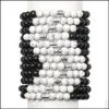 Beaded Strands Fashion 12 Constellation Matte Agate 8Mm Beaded Bracelets For Men Women White Howlite Beads Scorpio Bodhi Stretchy B Dhd2V