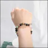 Charm Bracelets Handmade 8Mm Tiger Eye Natural Stone Beads Bracelet For Women Men Elastic Copper Inlaid Micro Zircon Jewelry Gift Dr Dhovr