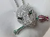رفاهية كاملة AAA Zircon Panther Netlaces Green Eyed Leopard Head Lendant for Women Rose Flower with Animal Jewelry Panther
