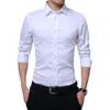 Camisas casuais masculinas Camisa formal Camisa masculina de cor sólida colar de colarinho de peito único outono slim masculino Top Business 230207