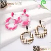 Bengelen kroonluchter bohemian ronde geometrische raffia oorbellen voor vrouwen mode handgemaakt geweven 6 kleur hoepel oorrang sieraden cadeau druppel dhnsz