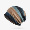 Berets 2023 Autumn Striped Beanies for Men unisex Winter Fleece Sticked Beanie Women Multifunktion Hedging Cap Man Kerchief