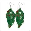 Charm Christmas Earrings 3 Layered S Shape Lightweight Faux Leather Leaf Glitter Red Dangle Earring For Women Gifts 138 H1 Drop Deli Dh7Y1