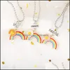 Collares colgantes Mujeres Costura Corazón Arco Iris Amistad Pareja Collar para Niñas Moda S Amigo Gargantilla Joyería Gota Entrega PE DHPQF