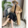 Trench da donna 2023 Autunno Miyak Cappotto di lusso pieghettato Moda donna Solid Monopetto a maniche lunghe Allentato Large Size Tlong