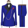 Men's Suits Blazers 2 Pcs Set Blazers Jacket Pants Fashion Men Casual Boutique Slim Business Groom Wedding Double Breasted Suits Trousers 230207