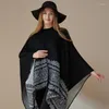 Écharpes géométriques Ponchos 2023 cachemire femmes hiver chaud châles et enveloppes Pashmina épais Capes couverture Femme écharpe