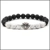 Braccialetti di fascino Lava Chakra Bracciale Agata Tiger Eye Stone Healing Men Jewelry Black Bead Drop Delivery Dhm4Q