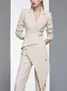 Womens Two Piece Pants est Designer Women Fashion Blazer 2 Pieces Set Patchwork Vintage Suit Jackets Straight Pantsuit Female Chic Outfits 230207