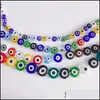 Verre Toutes Tailles Evil Eye Perles Plat Rond Couleur Mixte 6/8/10 / 12Mm Mticoloured Ojo Colourf 330C3 Drop Delivery Jewelry Dh45W