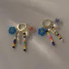 Stud Earrings Design Beaded Tassel Glazed Daisy Flower Freshwater Pearl Ins Trend Sweet Fashion For Women