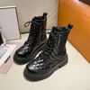 Up Stiefel Unten Damen Gitter Knöchel Spitze Dicke Leder Frauen Moderne Plüsch Warme Mode Weibliche Schuhe 2024 Winter 823