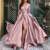 Casual Dresses Percised Spring Autumn Floor Long Long Party Elegant Lady Lace Sequin Split Satin Sexig Maxi Evening S5XL 230207