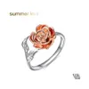 Cluster Ringe Kupfer Silber Farbe Einstellbare Größe Rose Blume Wrap Offener Fingerring Für Frauen Hochzeit Hand Zubehör Modeschmuck DHYM9