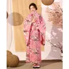 Etnik Kıyafet Japon Kimono Yukata Harajuku Nightgown Geleneksel Elbise Bat Bnalı Saten İpek Vintage Sakura Geisha Sahne Performansı İçin