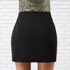 Spódnice Kobiety seksowne czarne spódnice guziki Summer elastyczna talia Rozkloszowana plisowana spódnica sukienka duża rozmiar XS-8xl 230207