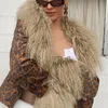 Женские куртки Женская зимняя куртка с длинным рукавом Пушистый леопардовый принт теплые повседневные пальто топы