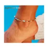 Fußkettchen Vintage Ethnische Böhmische Strandurlaub Fußkettchen Armband Colorf Kristall Perlen Goldkette Für Frau Mann Schmuck Drop Lieferung Dh0Sl