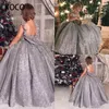 Robes de fille JONANY argent brillant fleur petite princesse pour mariage fête d'anniversaire Pageant robe de bal Page de sainte Communion