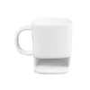 Drinkware Ceramic Mug White Coffee Tea Biscuits Milk Dessert Cup Tea Cup Side Cookie Pockets Holder For Home Office 250ML