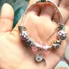 Link Bracelets Chain European Bracelet Murano Glass Crystal Heart Shape Beads Fits DIY Romantic Fashion Jewelry 16-22cm GiftsLink