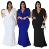 Plus-Size-Kleider, sexy tiefer V-Ausschnitt, Patchwork-Quaste, bodenlang, Damen-Abend-Kleider in Übergröße, solides Maxi-langes Kleid, Großhandelstropfen 230207