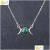 Pendant Necklaces Vintage Crescent Clavicle Necklace Moon Sun Sier Womens Natural Stone Short Girl Drop Delivery Jewelry Pend Dhgarden Dhpud