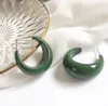 Hoop oorbellen Ujbox 2023 36mm Big Resin Vrouwen Japans Koreaans Summer Beach Green Geel trouwfeest Gift