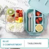 Dinnerware Sets Glass Lunch Box Microwavable Bento Silica Gel Lid Compartments Leakproof Storage Container For Snack