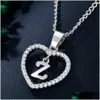 قلادة قلادة بالجملة حرف أبيض مطلي بالذهب مطلي بـ K قلادة 26 رسائل Zircon Love Jewelry 18 بوصة سلسلة تسليم Dhgarden dhhmq