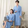 Women's Sleepwear Spring And Autumn Waffle Robe El Lovers Nightgown Men Women Bibulous Bathrobe Beauty Salon Sweat Steam Nightie