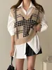 Damesvesten Abrini Sweater Vest Women Japan Preppy Style gebreide V-hals tanks Tops Oversize pullovers trui Vest voor vrouwen Spring 230207