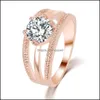 With Side Stones White Copper Rose Gold Plated Solitaire Simple Ring Drop Delivery Jewelry Dhqcd