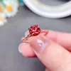 Cluster Ringe 1ct Wassermelone Roter Moissanit Edelstein Ring für Frauen Schmuck Verlobung Hochzeit 925 Silber Geburtstagsgeschenk Liebe