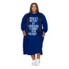 Robes grande taille WSFEC L-5XL tenues d'automne d'hiver grande taille femmes vêtements robes à manches longues impression à capuche robe de Sport décontractée en gros 230207