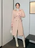 Women's Trench Coats Cotton Padded Clothes Women's Medium Length Korean Version Diamond Plaid Lace Double Breasted Coat Thick Autumn And