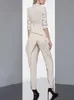 Женщины с двумя частями брюки EST Дизайнерские женские моды Blazer 2 штуки установлены лоскут винтажные костюмы Прямой брючный костюм женский шикарный наряды 230207