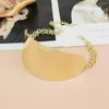 Choker bred metall manschett halsband guld färg ljus ytlegering bib krage halsband uttalande smycken för kvinnor