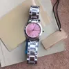 26mm Dress Quartz Battery Womens Watch Watches Gentle and Quiet Ladies Wristwatches 316l Silver Rostfritt stålarmband Pink Diam259J