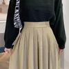 Skirts Lucyever Fashion High Waist Pleated Skirt Women Korean Elegant College Style Midi Skirt Ladies Autumn Winter Thick A-line Skirts 230207