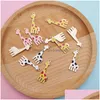 Charms 20 stcs12x29mm Email Anamel Animal Giraffe Oil Drip voor sieraden maken Earring hangere mode bedel Bracelet Zina legering Druppel Dhagq