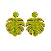 Boucles d'oreilles créoles mode imprimé léopard circulaire fil de coton alliage perles de riz colorées armure fille femme perle Ea