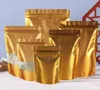 50pcs 18*26cm Gold Embossed Large Aluminum Foil Bag Stand Up Resealable Golden Mylar Plastic Bag Food Bean Grain Storage Bags