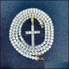 Подвесные ожерелья заморожены с перекрестком циркона с 4 -миллиметровым ожерельем для теннисного цепи