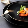 Plates Gold Thread Black Matte Ceramic Plate Western Steak Spaghetti Dinner El Restaurant Serving Tray Home Tableware